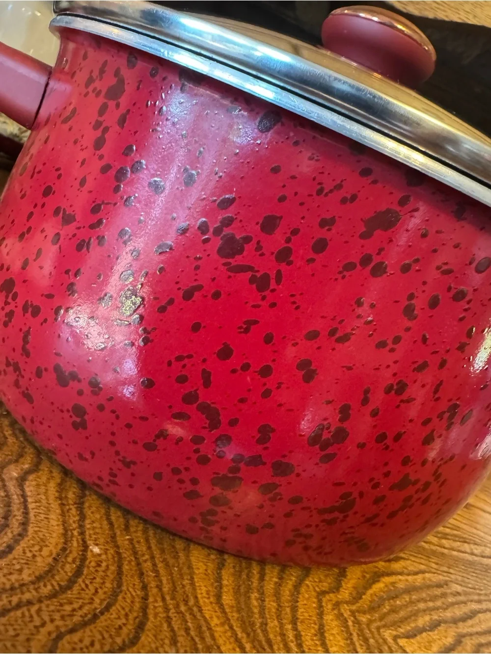 Paula Dean 6QT Red Speckled Nonstick Stockpot with Glass Lid